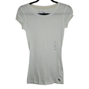 NWOT Y2K Abercrombie Fitted Shirt Cap Sleeve Long Length Extra Large NEW White